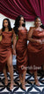 Sexy Spaghetti Straps High Slit Backless Tea-length Bridesmaid Dress, CG016