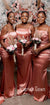 Mismatched Pleated Mermaid Soft Satin Floor-length Bridesmaid Dress, CG021