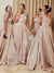 Charming A-line Satin One-Shoulder Floor-length Bridesmaid Dress, CG040