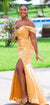 Mismatched Off Shoulder Slit Mermaid Sexy Long Bridesmaid Dress, CG056