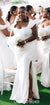 Elegant White Off Shoulder Slit Sweetheart Bridesmaid Dress, CG082
