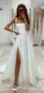 Charming A-line Organza Satin Sexy Slit Long Wedding Dress, CG115