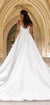 New Arrival Satin Round Neckline Backless A-line Slit Wedding Dress, CG121