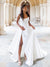 New Arrival Satin Round Neckline Backless A-line Slit Wedding Dress, CG121