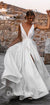 Copy of Sexy Deep V-neck Sleeveless Satin Side Slit Wedding Dress, CG126