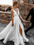 Copy of Sexy Deep V-neck Sleeveless Satin Side Slit Wedding Dress, CG126