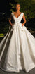 Stunning A-line V-neck Satin Backless Long Wedding Dress, CG130