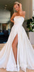 Elegant A-line Satin Straight Neckline Sexy Slit Wedding Dress, CG138