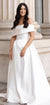 Stunning Satin White A-line Sexy Backless Long Wedding Dress, CG139