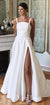 Charming A-line Satin White Side Slit Sexy Long Wedding Dress, CG140