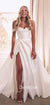 Gorgeous A-line Satin Sweetheart Sexy Slit Long Wedding Dress, CG143
