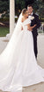 Charming Off Shoulder A-line Satin Sexy Slit Wedding Dress, CG145