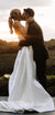 Elegant A-line Satin One-Shoulder Long Wedding Dress, CG146