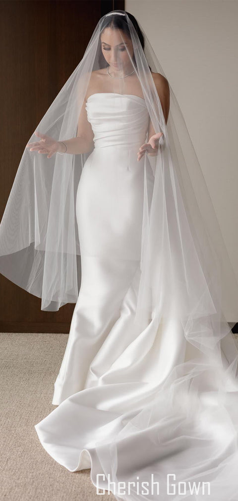 Gorgeous Mermaid Satin Backless Long Wedding Dress, CG153