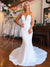 Elegant Mermaid White Backless Deep V-neck Wedding Dress, CG161