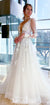 Gorgeous A-line Lace Deep V-neck Sexy Long Sleeves Wedding Dress, CG162