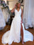 Charming A-line Side Slit V-neck Lace Wedding Dress, CG175