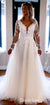 Stunning A-Line Lace Sexy Slit Long Sleeves Wedding Dress, CG178