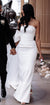 Elegant Mermaid Satin White Bow-Knot Wedding Dresses, CG189