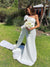 Simple Mermaid Satin One Shoulder Backless Wedding Dresses, CG197