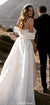 Charming Off Shoulder Satin White A-line Wedding Dress, CG208