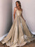 Sparkle A-line Square Neckline Satin Backless Prom Dresses, CG216
