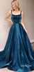 Spaghetti Straps Satin Sparkle A-line Long Backless Prom Dresses, CG217