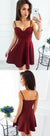 Simple A-line Spaghetti Straps Burgundy Cheap Homecoming Dresses, HD0507