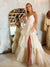 Charming A-line Tulle V-neck Backless Slit Long Prom Dresses, CG224