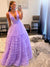 Sexy Deep V-neck Tulle A-line Charming Long Prom Dresses, CG228