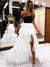 Off Shoulder A-line Tulle Slit Long Affordable Prom Dresses, CG229
