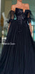 Black A-line Tulle Backless Floor-length Sequin Prom Dresses, CG237