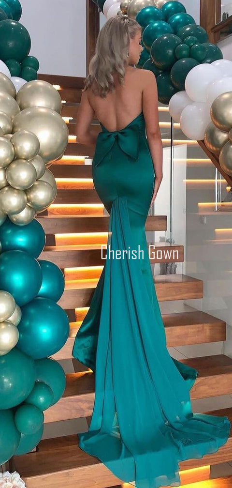 Stunning Mermaid Backless Prom Dresses with Bow-knot, CG239