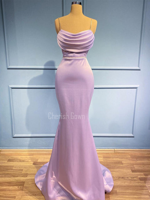 Spaghetti Straps Mermaid Backless Floor-length Prom Dresses, CG241