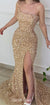 Sparkle Mermaid Sequin Sexy Slit Long Prom Dresses, CG257