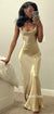 Sexy Mermaid Round Neck Backless Gold Prom Dresses, CG258