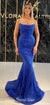 Royal Blue Sparkle Spaghetti Straps Mermaid Prom Dresses, CG262