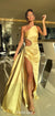 Charming Halter Mermaid Sexy Slit Floor-length Prom Dresses, CG270