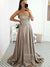 Spaghetti Straps A-line Satin Backless Long Prom Dresses, CG288