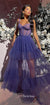 Charming Tulle A-line Sweetheart Long Prom Dresses, CG290