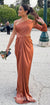 Elegant Long Sleeve Mermaid Soft Satin Long Prom Dresses, CG302