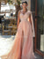 Honest A-line Tulle One Shoulder Spakle Sequin Prom Dresses, CG308