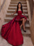 High-low Satin A-line Straight Neckline Backless Prom Dresses, CG317