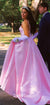 Spaghetti Straps A-line Pink Satin Princess Prom Dresses, CG324