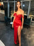 Stunning Red Off Shoulder Mermaid Sweetheart Slit Prom Dresses, CG330