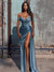 Charming Off Shoulder Mermaid Sexy High Slit Beaded Prom Dresses, CG335