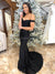Stunning Black Off Shoulder Soft Satin Backless Prom Dresses, CG337