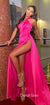 Sexy Hot Pink One-shoulder High Slit Backless Prom Dresses, CG341