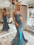 Halter Mermaid Sparkle Backless Sexy Long Prom Dresses, CG359