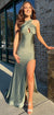 Halter Mermaid Sexy Side Slit Sleeveless Long Prom Dresses, CG362